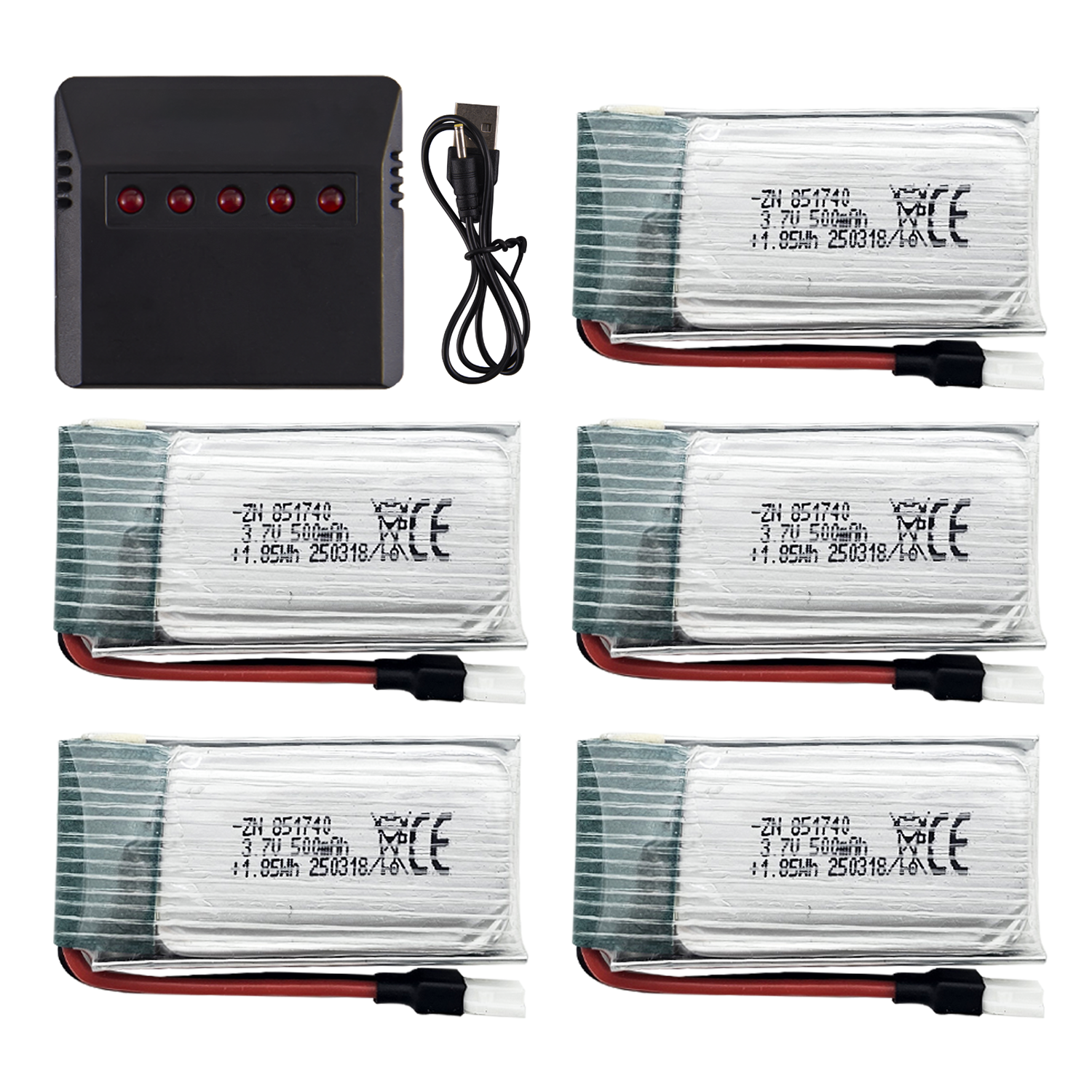 5Pcs 3.7V 500mAh LiPo Batterie – обзор и цена Drone Power Bank